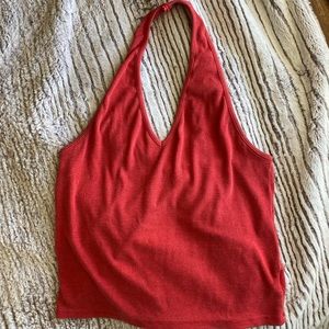 American Eagle ribbed red halter top Size large
